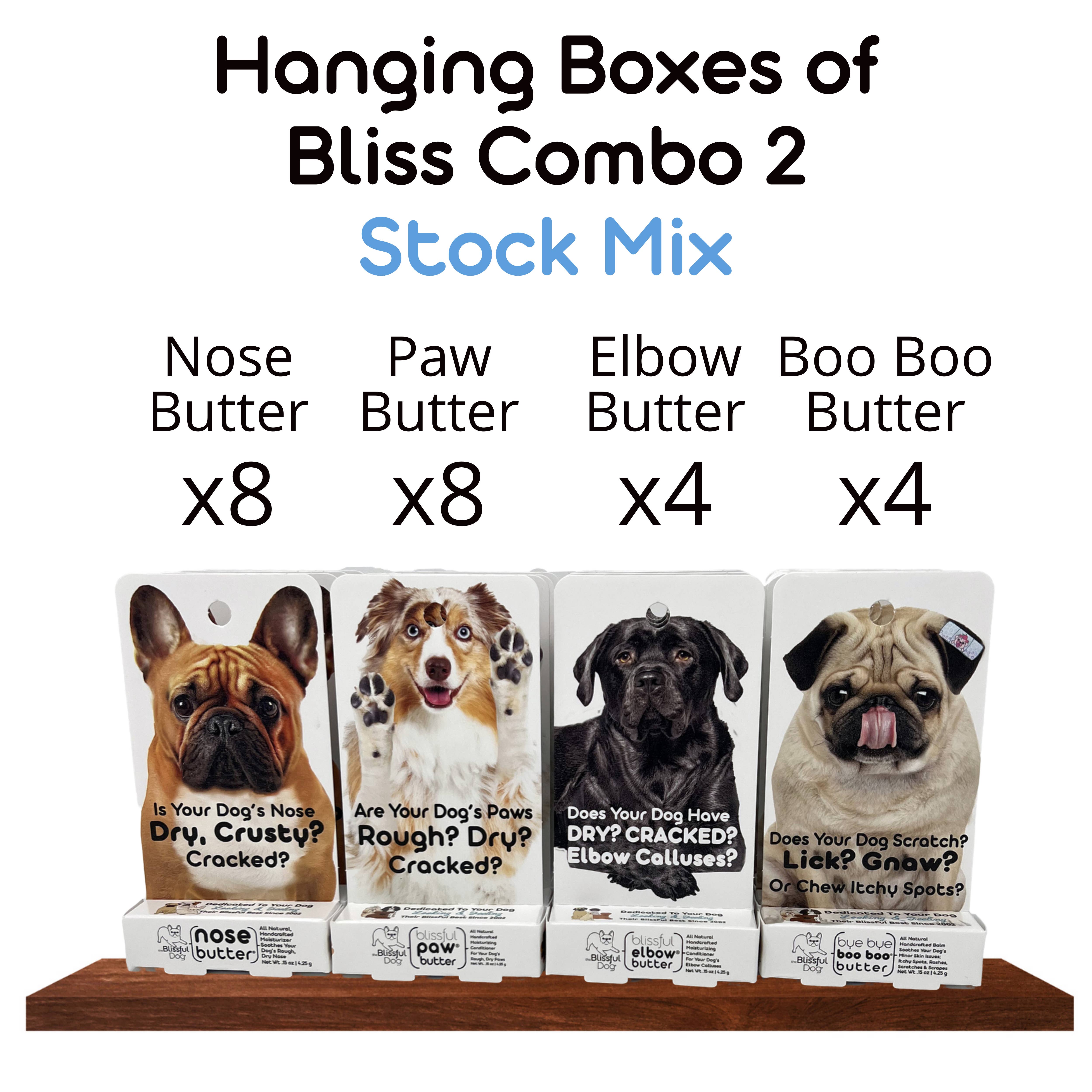 The Blissful Dog – Engroshandel Pelsplejeprodukter til kœledyr – Hund – Hængende bliss-bokse sæt 2 - 24 stk. rør à 0,15 oz0