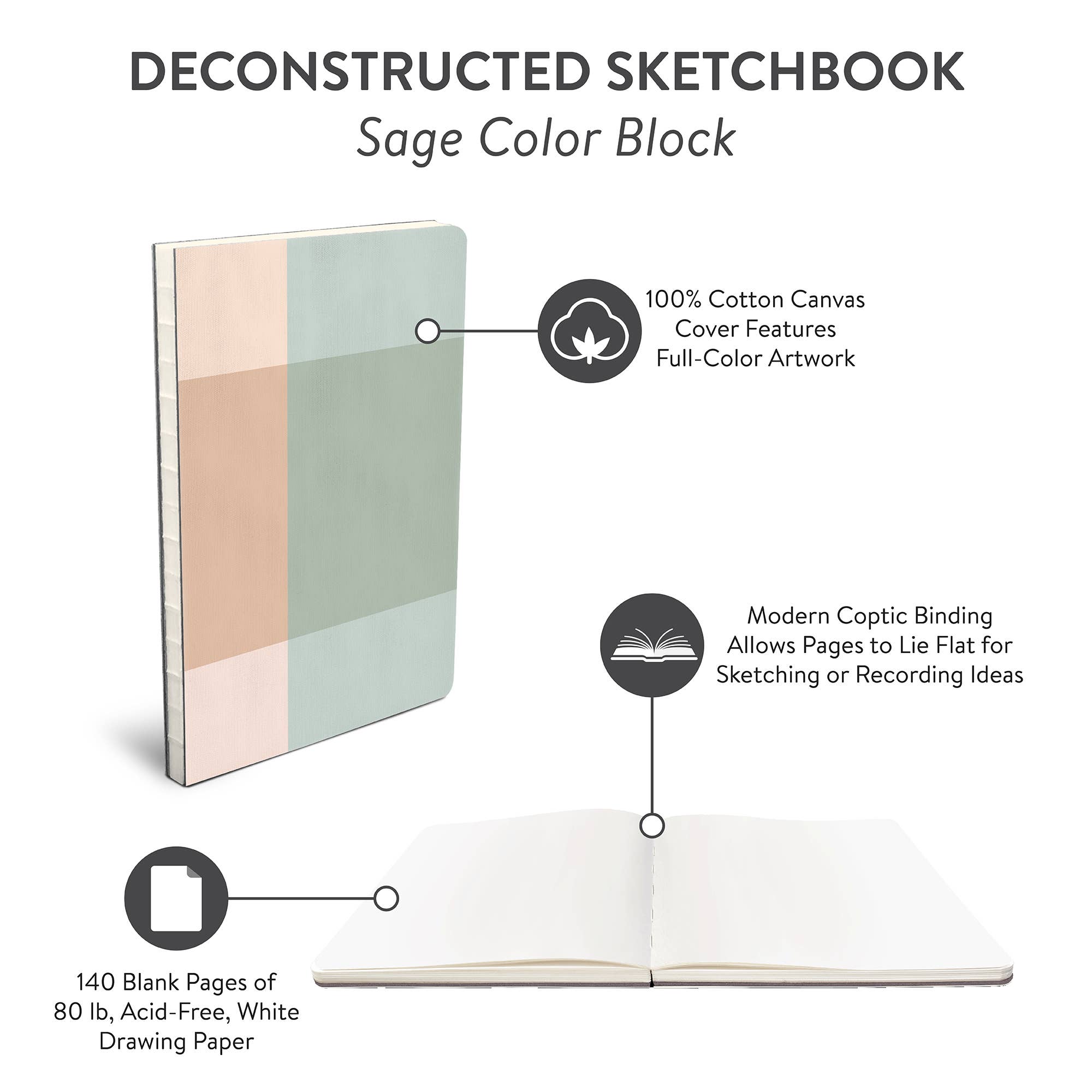 Studio Oh! - Wholesale Sketchbook/Sketchpad - Sage Color Block Deconstructed Sketchbook4