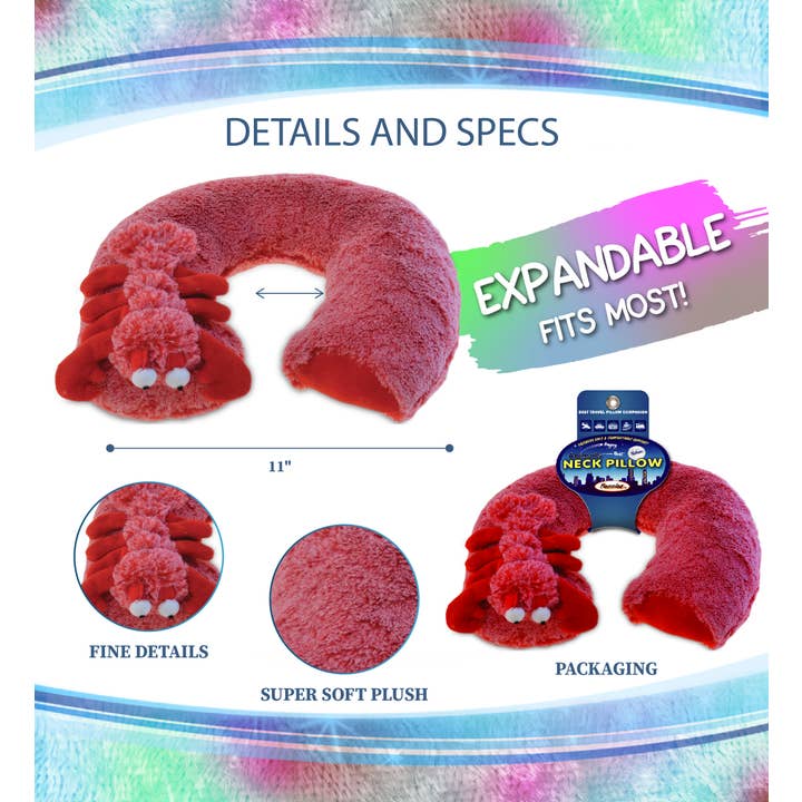 Cota Global - Wholesale Stuffed/Plush Toy - Kids & Baby - Super-Soft Plush Neck Pillow - Red Lobster