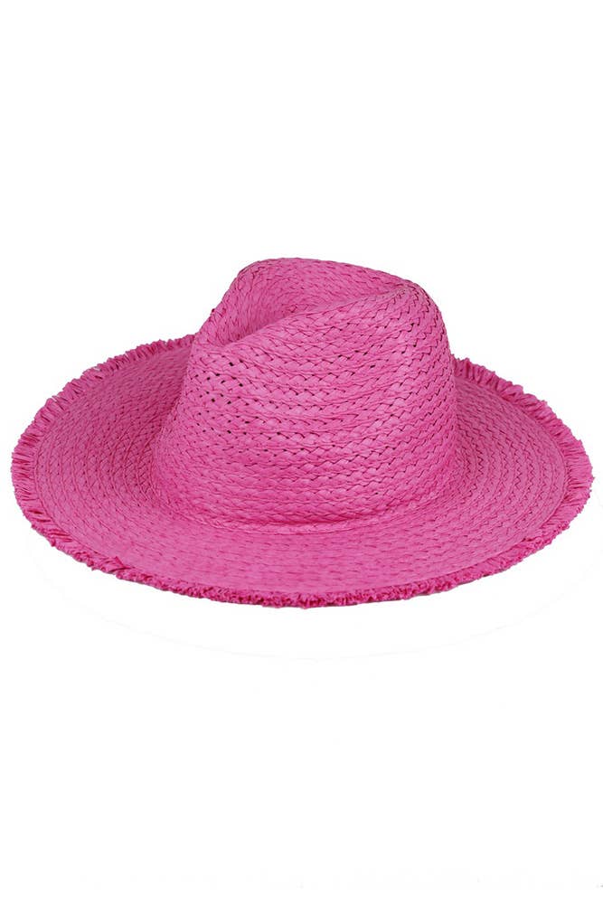 Hana - Wholesale Straw Hat - Women's - Frayed Solid Straw Hat2