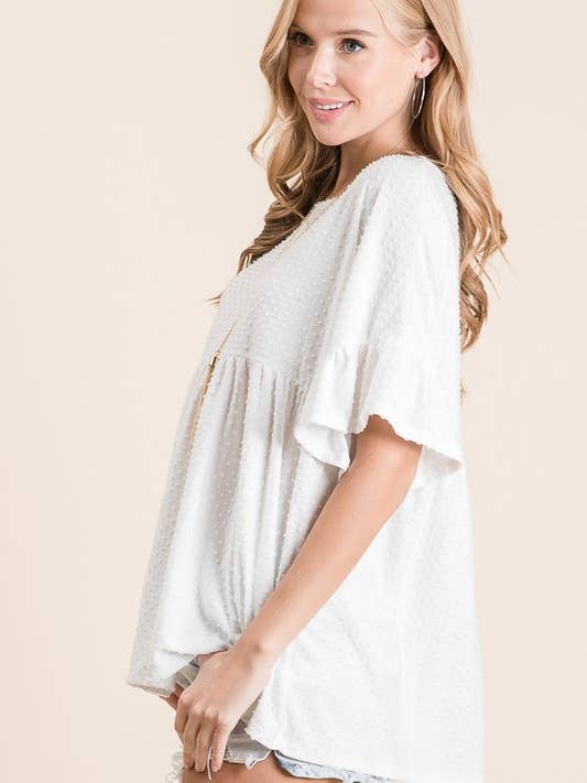 lovely melody - Wholesale Tunic - Women's - LMT1519-Belle's Swiss Polka Dot Baby Doll Tunic14