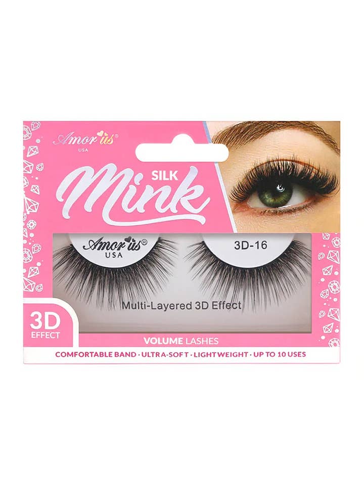 AMORUS Silk Mink Eyelashes 3D-16 - 12pcs for wholesale by PINEAPPLE Beauty