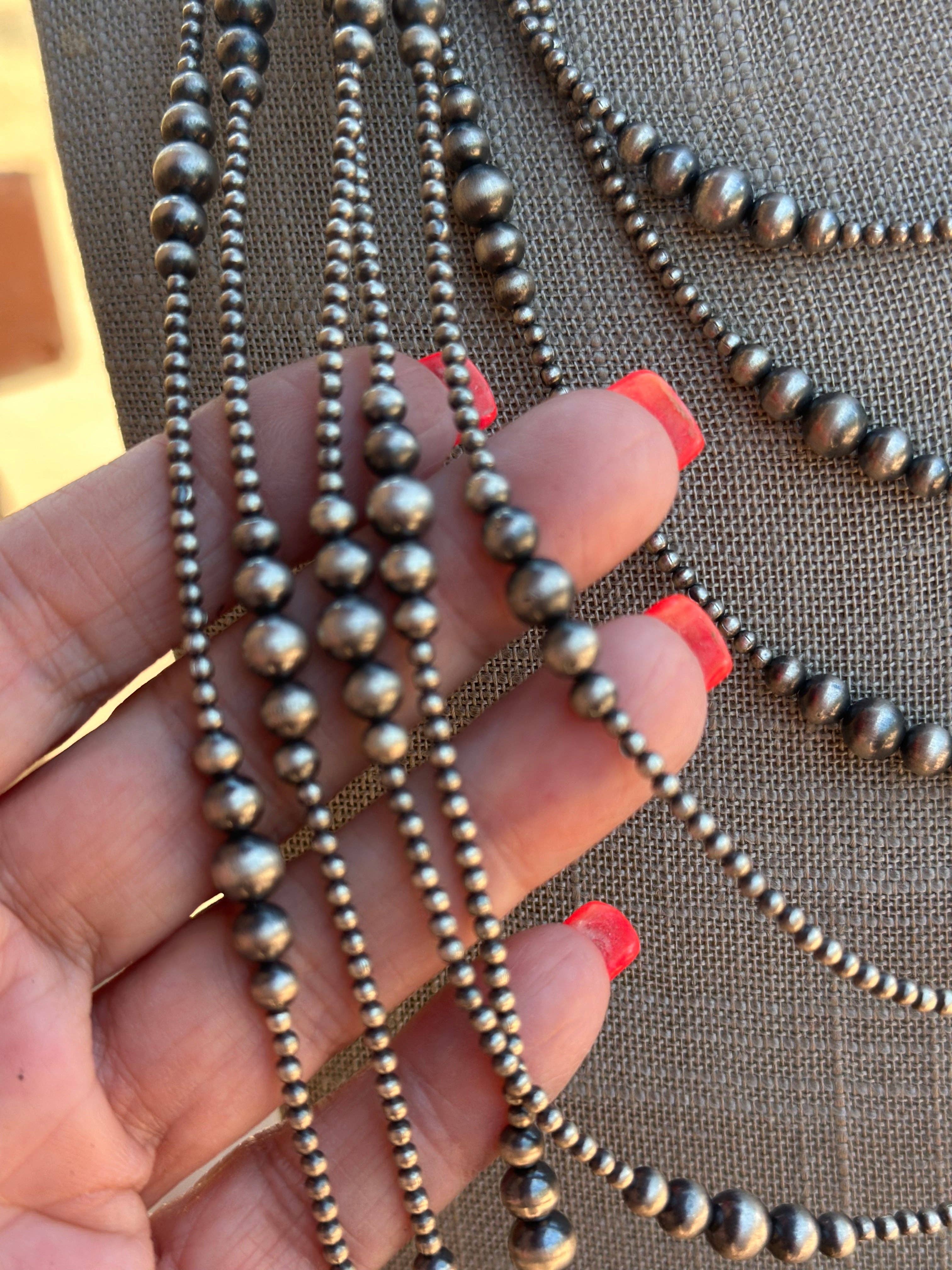 Nizhonitradersllc - Wholesale Beaded/Pearl Necklace - Handmade Graduated Sterling Silver Graduated Bead Beaded Necklace9