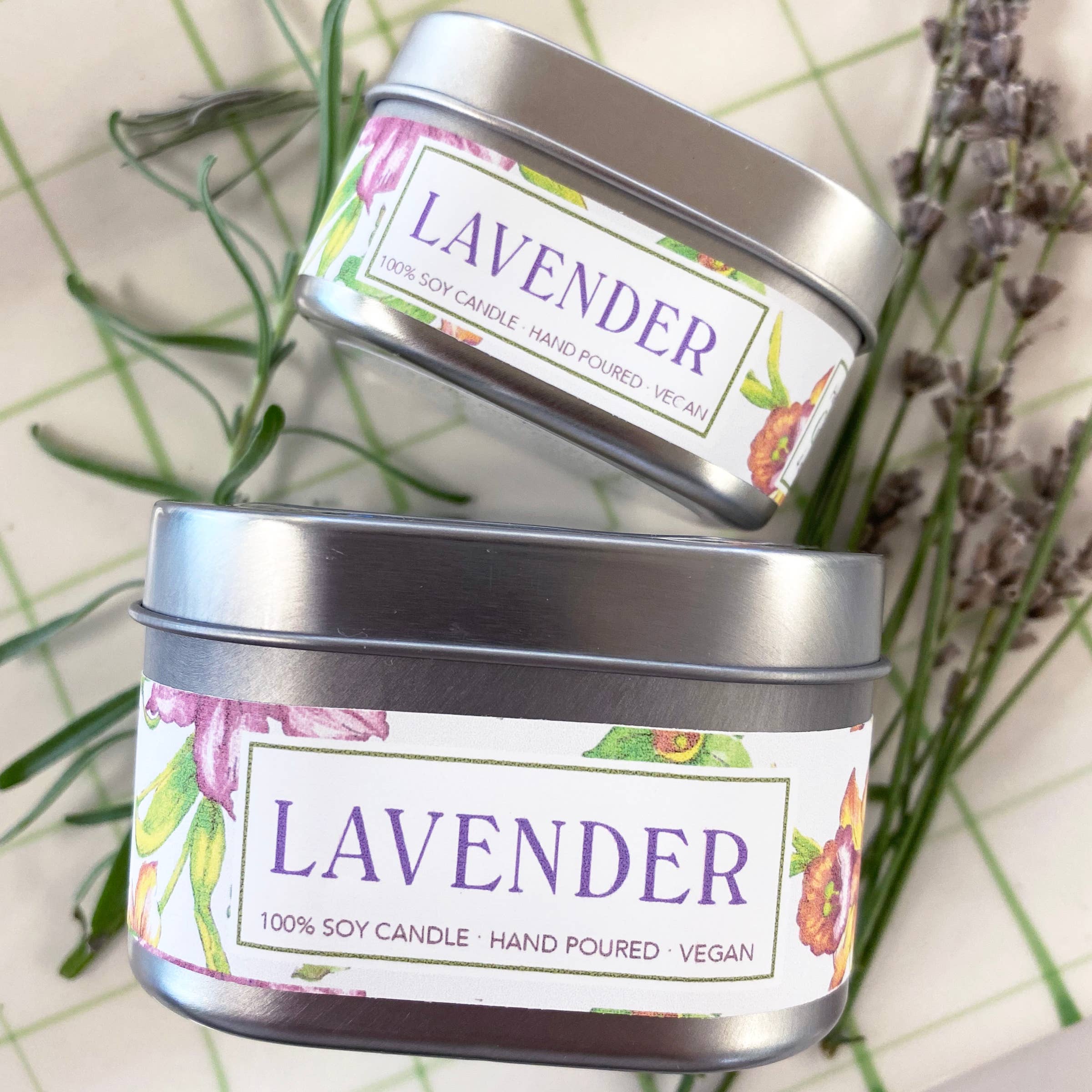 Green Daffodil Bath & Body - Wholesale Travel Candles - Lavender Soy Candle in Small Tin - Herbal2