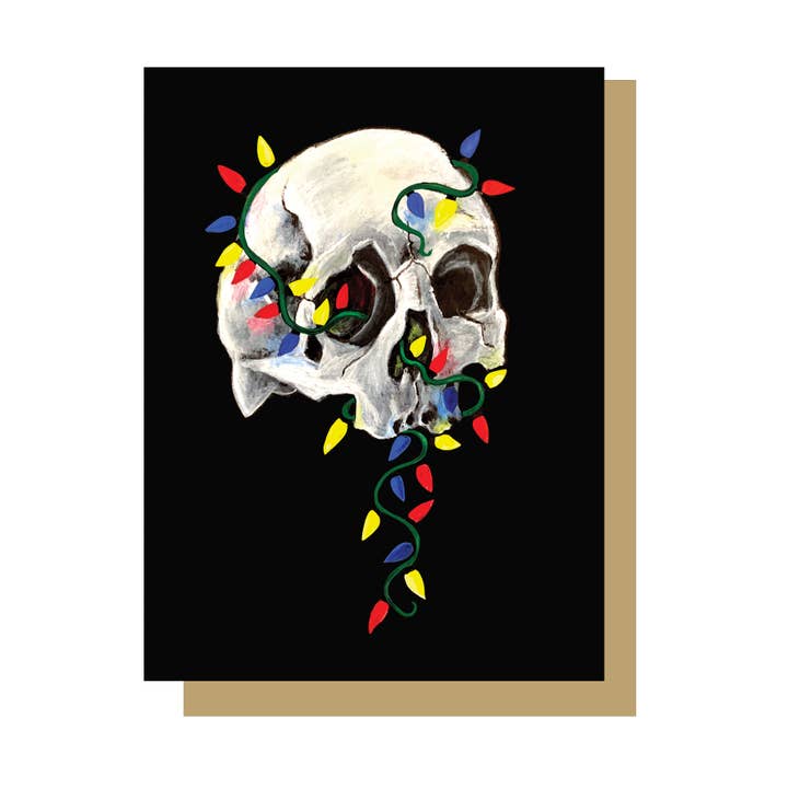 Wayward – Großhandel Weihnachtskarte – Weihnachtskarte Totenkopf mit Lichtern