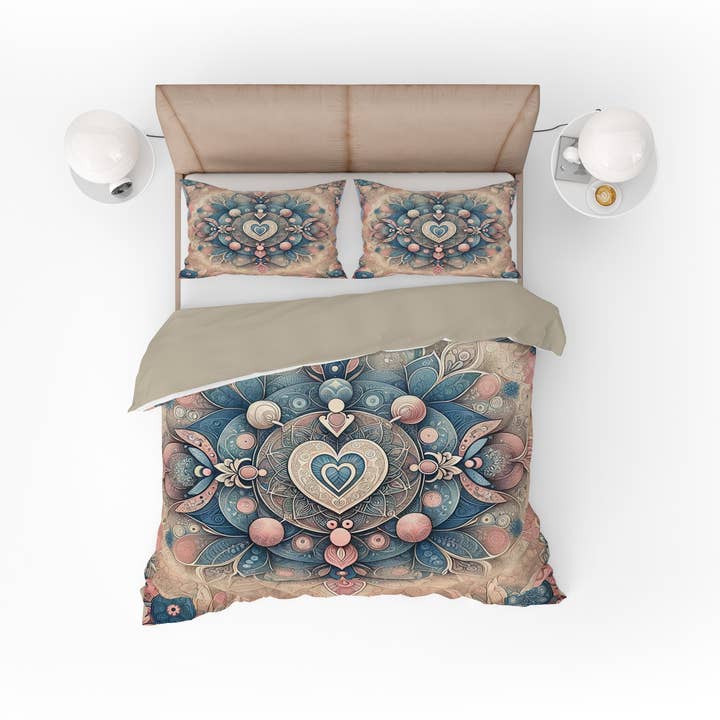 Bellissimo set copripiumino reversibile in cotone con motivo floreale vintage a forma di cuore per mamme per la vendita all'ingrosso da parte di Adore India