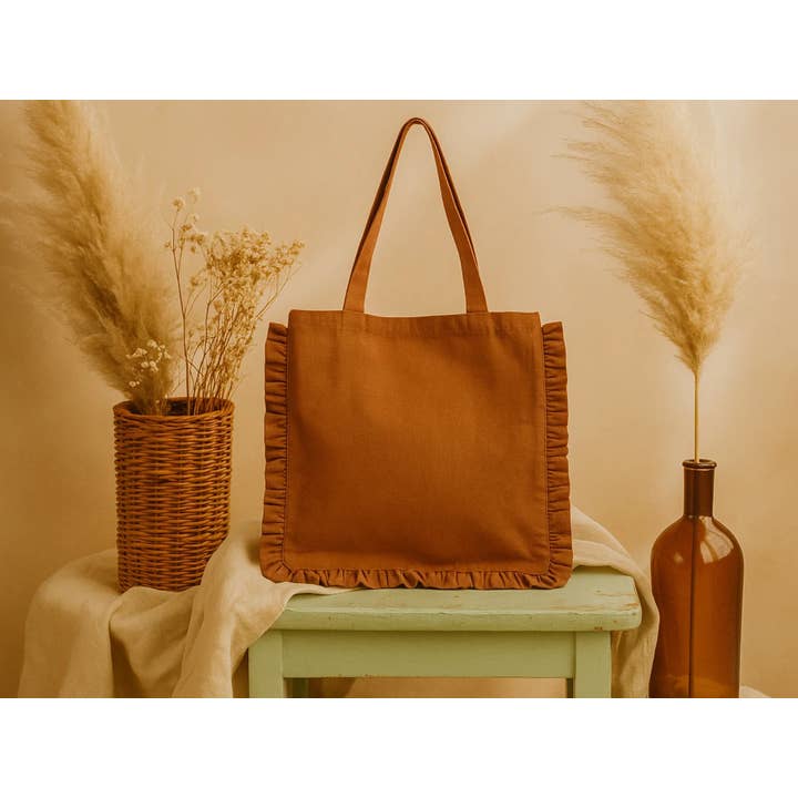 House of Kraft Jewelry & Accessories - Wholesale Tote bag – Women's - Canvas Ruffle Tote | Canvas Colored Tote Bag | Unbranded 5