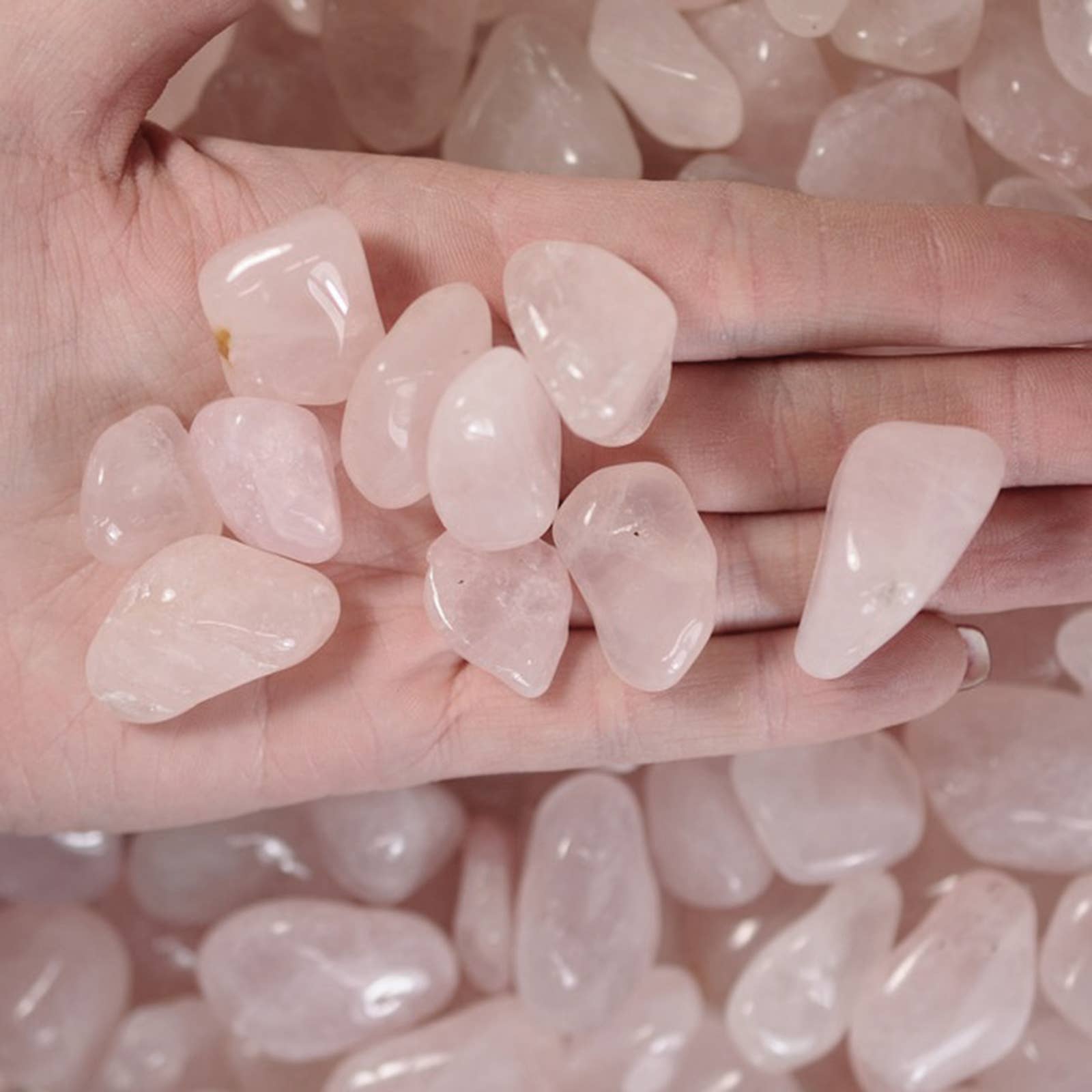 Fantasia Mining - Wholesale Spiritual Stone/Crystal - Tumbled Rose Quartz - M - A Grade - Brazil (1 lb)2