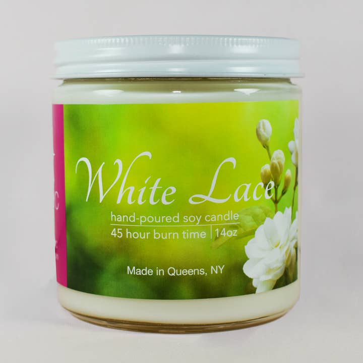 White Lace Candle for wholesale by Lilly's Kitchen NYC