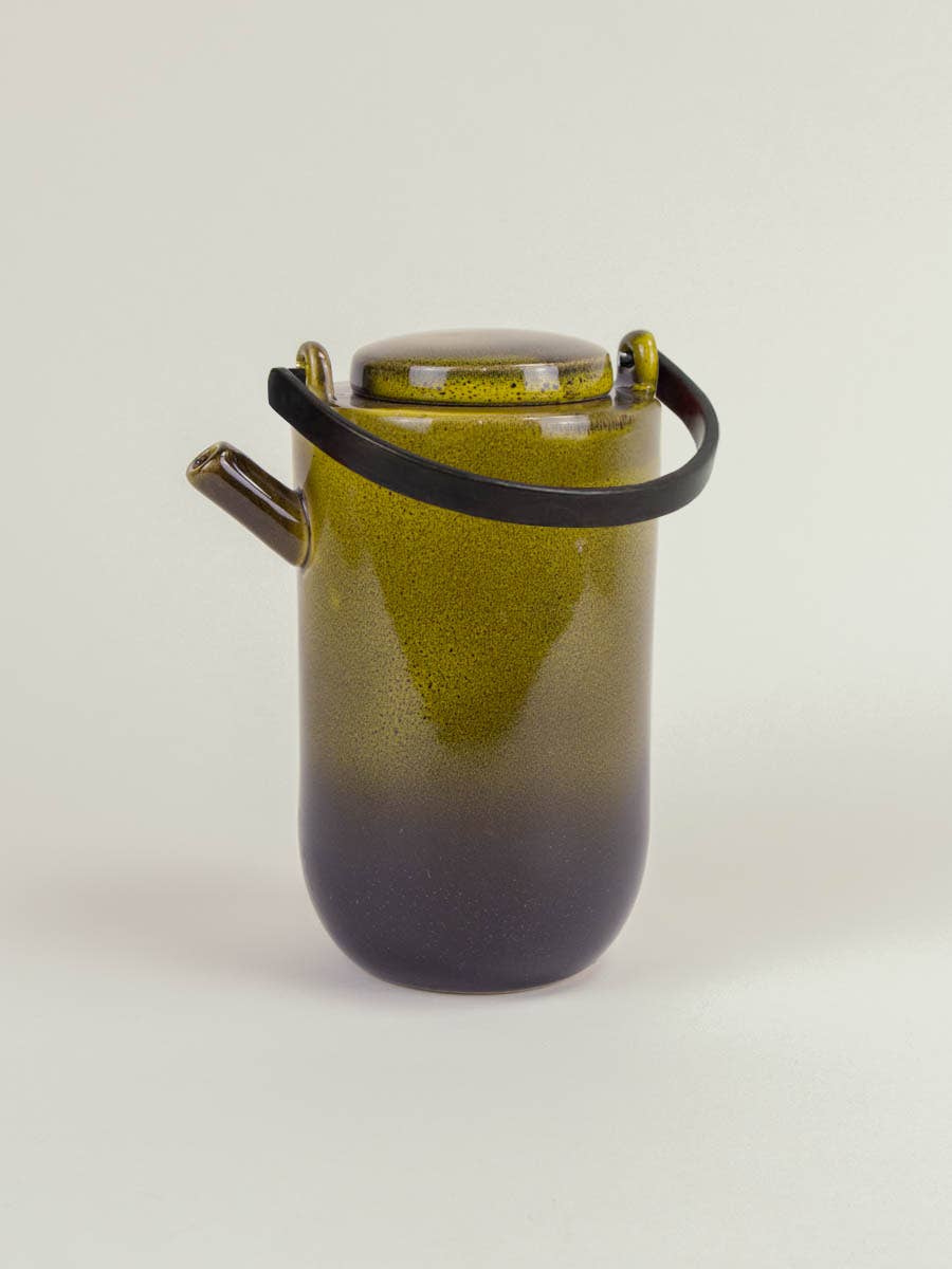 rivêt - L'Indochineur - Vente Service à thé - Théière Cendre de bois verte avec anse en laiton noir