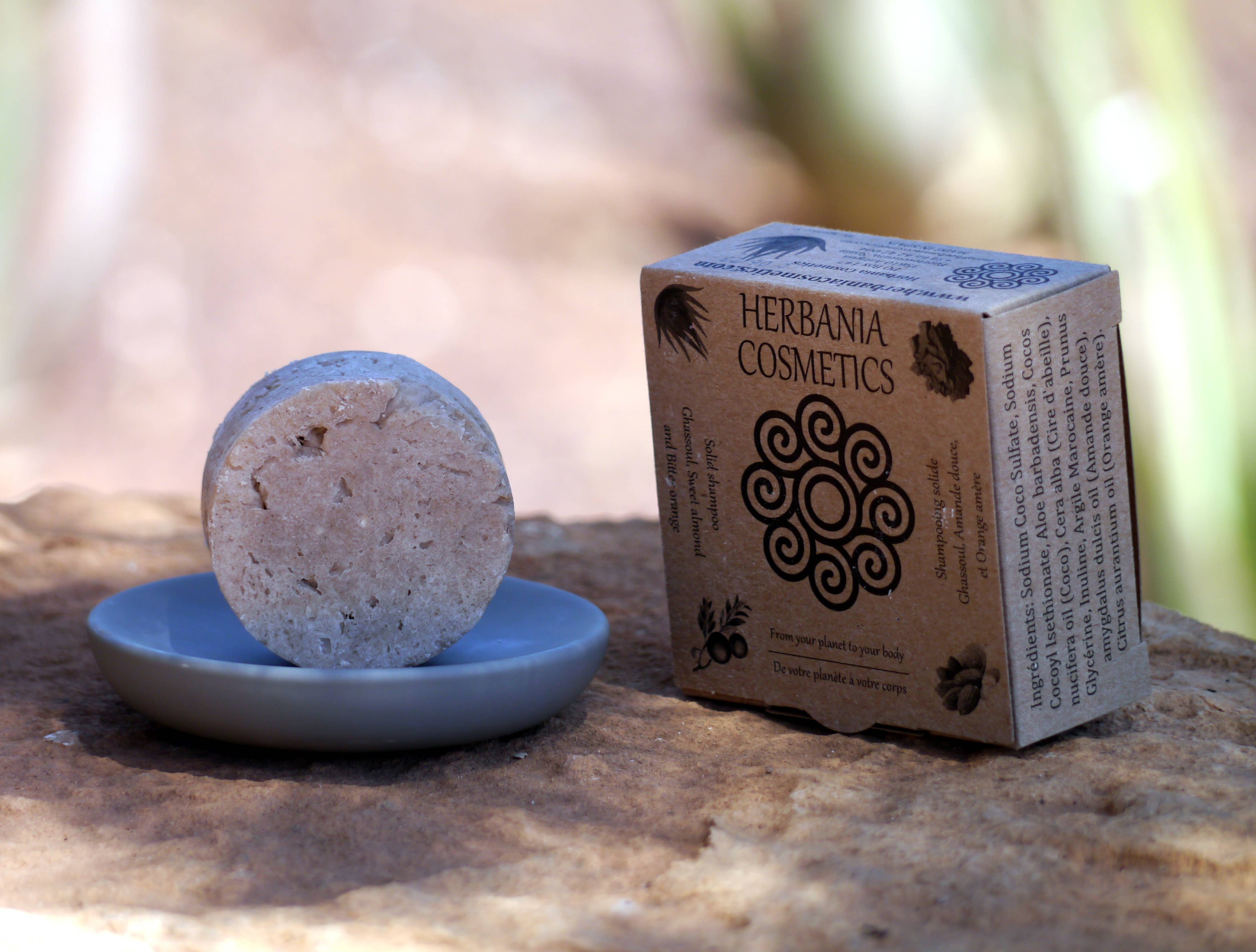 Herbania Cosmetics - Wholesale Shampoo Puck/Solid Shampoo - Champú sólido con aloe vera. 80g. Ghassoul1