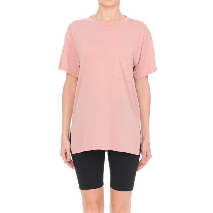 Paperdoll - Wholesale T-shirt – women's - OVERSIZED ROUND NECK SHORT SLEEVE POCKET TEE2