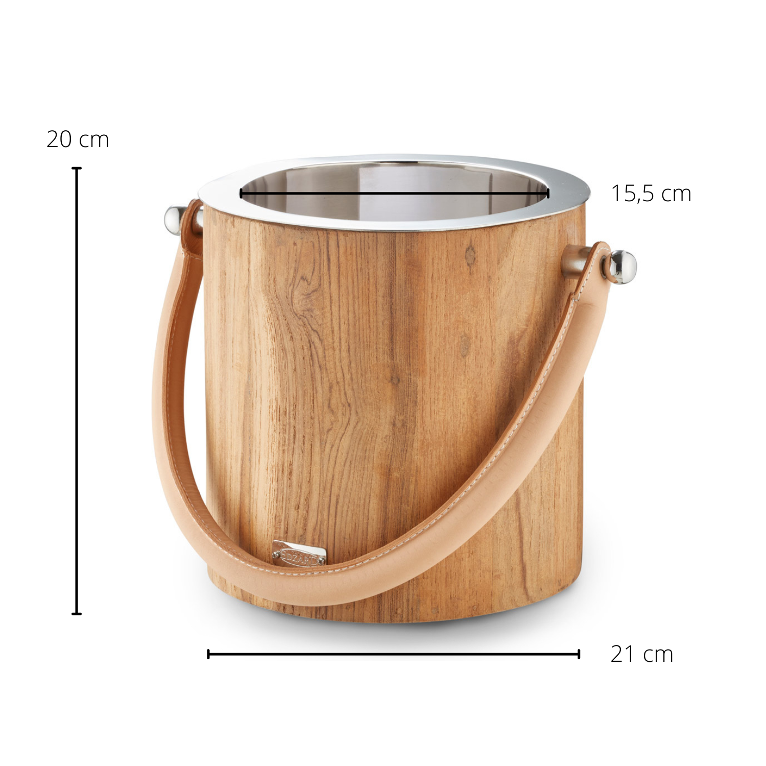 EDZARD – wholesale Ice bucket – Ice Bucket Havana with Leather Handle, Stainless Steel1