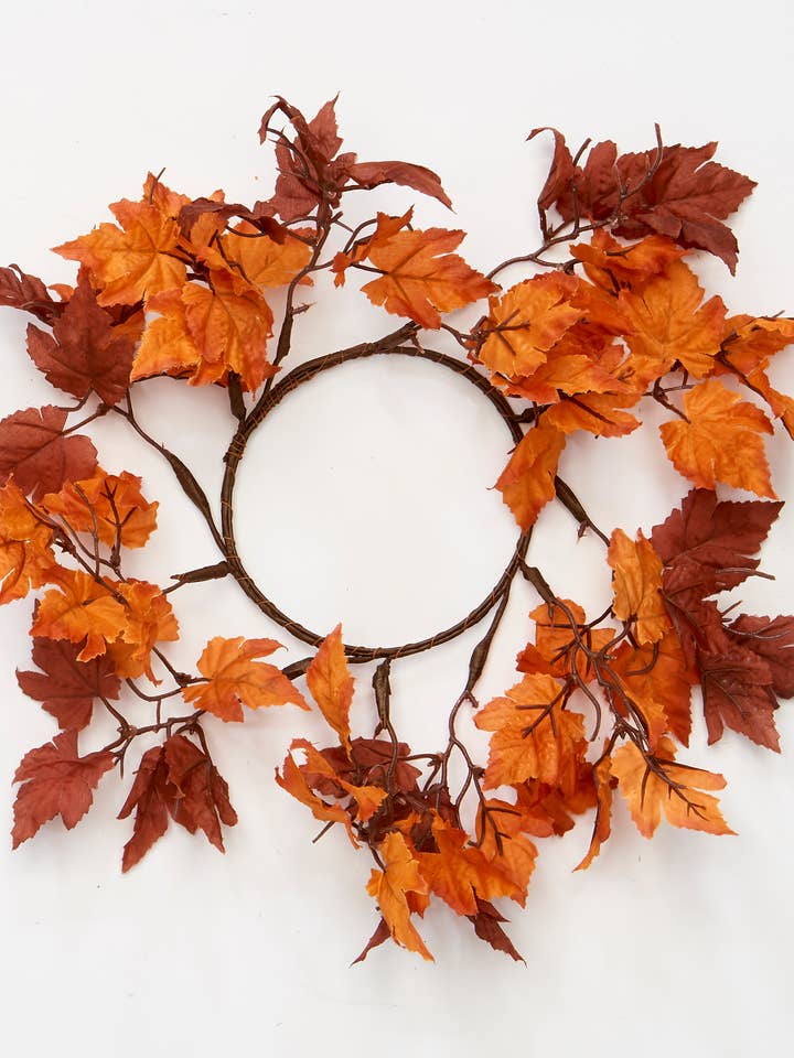 5" Fall Maple Leaves Candle Ring for wholesale by WORTH IMPORTS