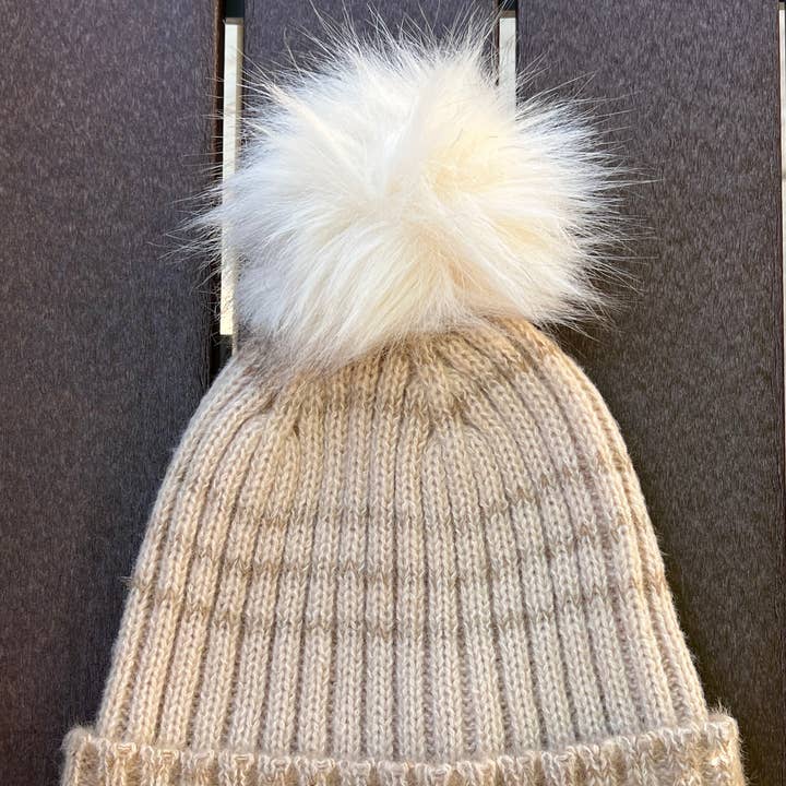 Justin & Taylor - Wholesale Beanie – Women's - Level Up | Striped Beanie with Fluffy Pom18