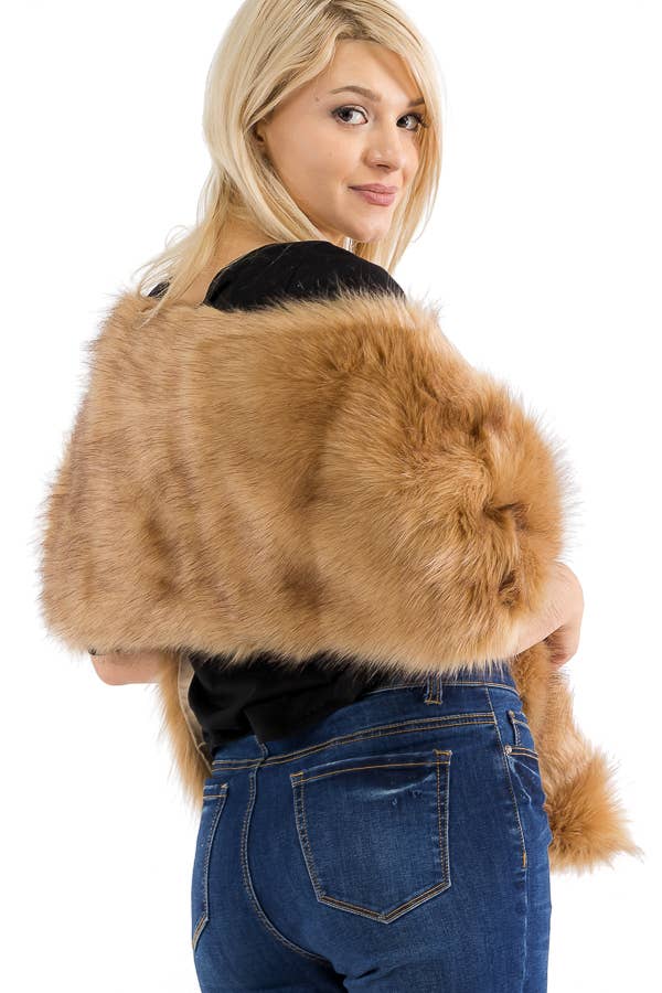 Cap Zone - Wholesale Scarf - Women's - Luxury Faux Fur Satin Lined Stole Shawl Scarf15