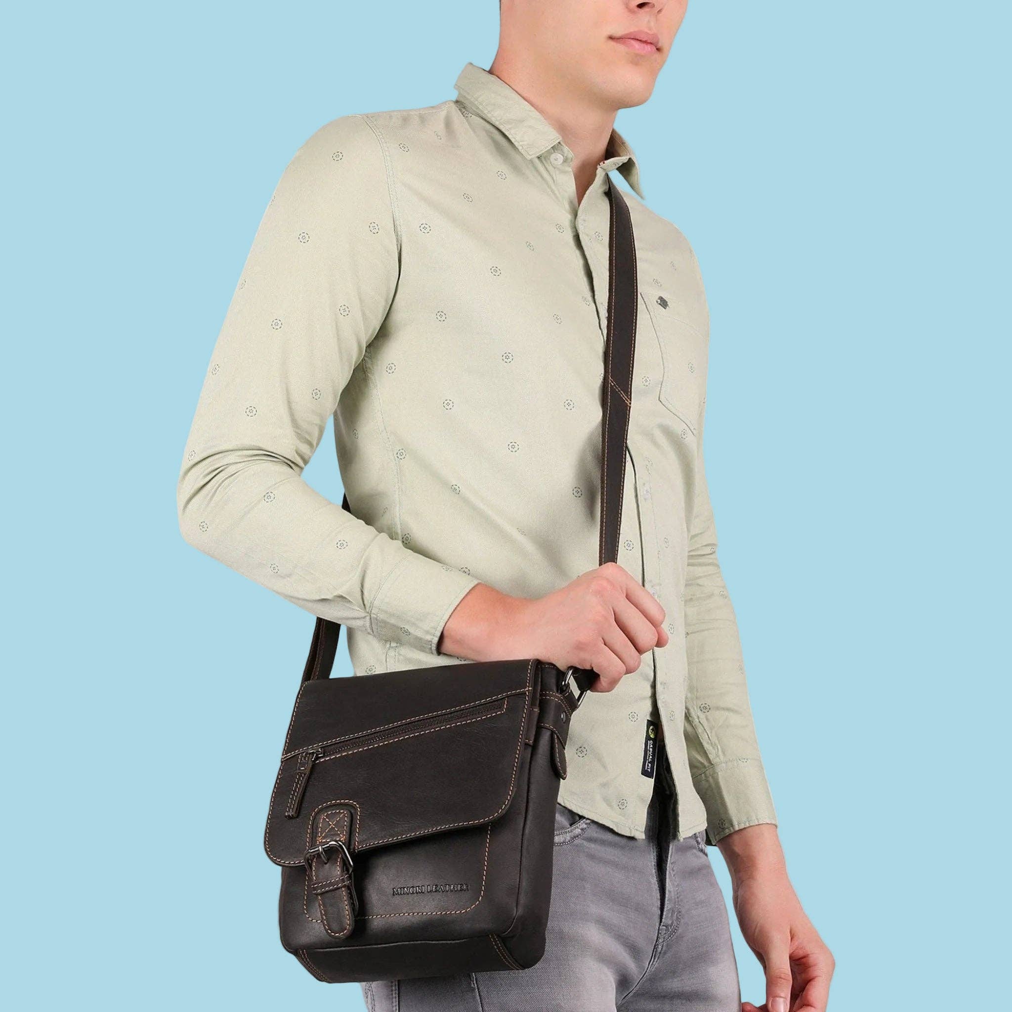 Minori Leather - Wholesale Messenger Bag - Unisex - Dallas Leather Crossbody Bag – Unisex – Brown1