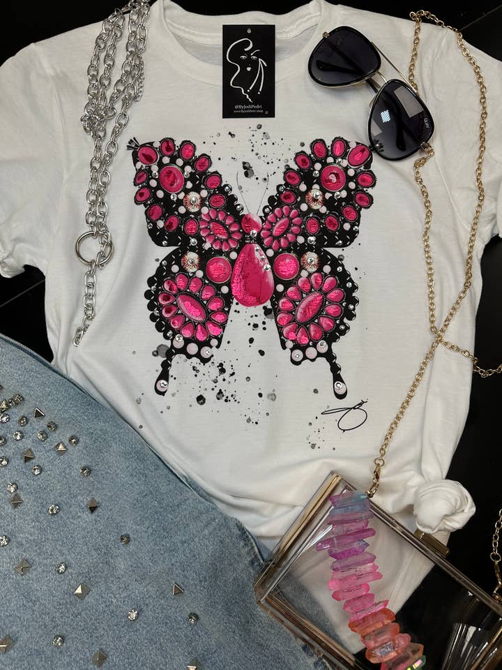 T-shirt western Pink Gem Butterfly, t-shirt, débardeur, sweat-shirt ( pour la vente par By Jodi LLC