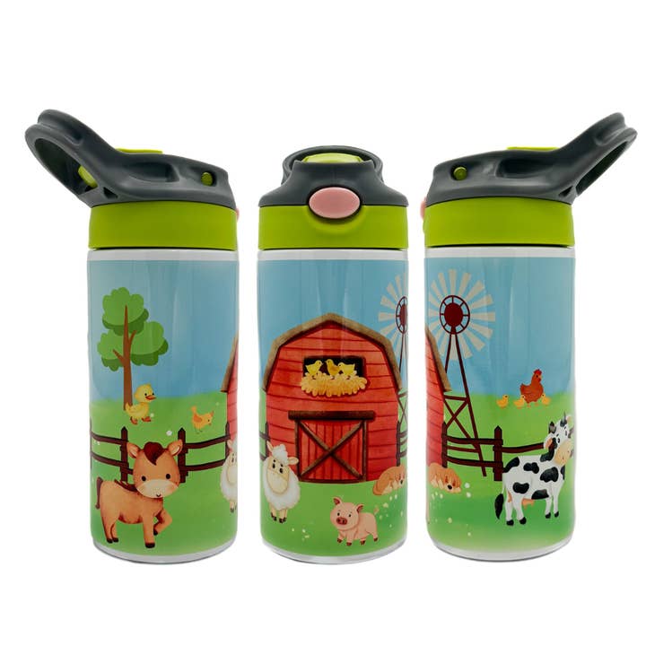 Sage & Soil - Wholesale Drinking Glass/Cup - Kids & Baby - Farm Animal Barn Scene Kids Insulated Straw Tumbler