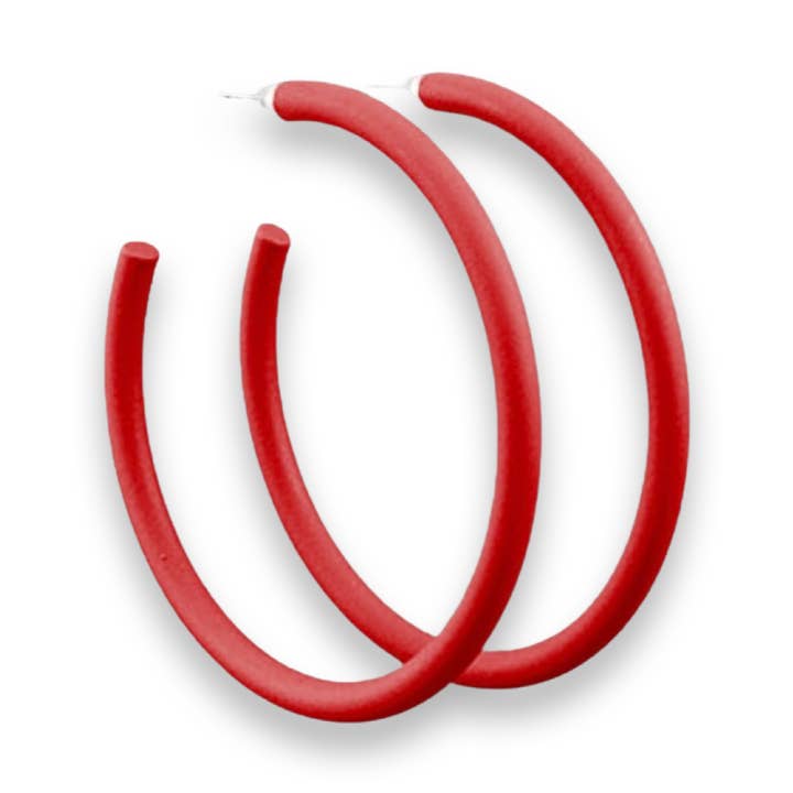 Large Skinny Red Hoop Earrings for wholesale by Pierce + Hide