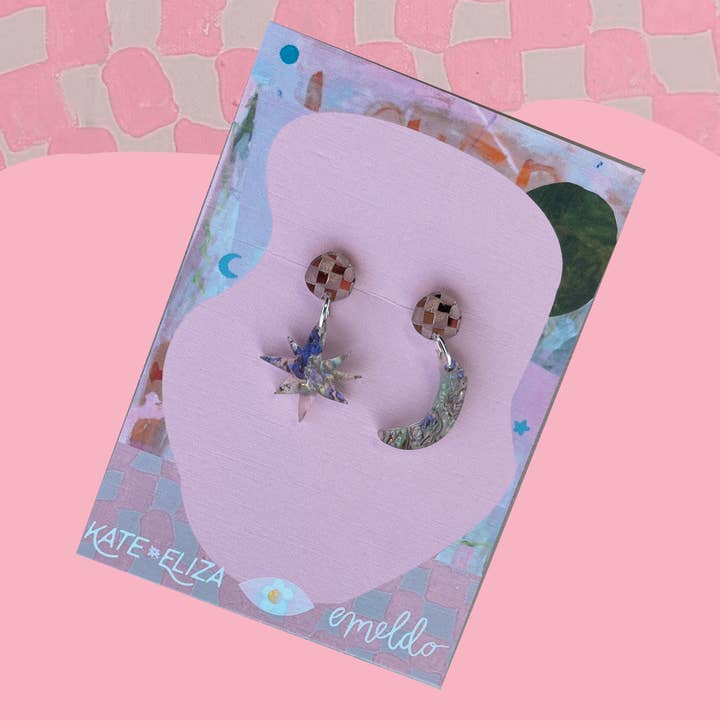 Boucles d'oreilles collaboratives Kate Eliza x Emeldo//Dreamer Dangle pour la vente par Emeldo