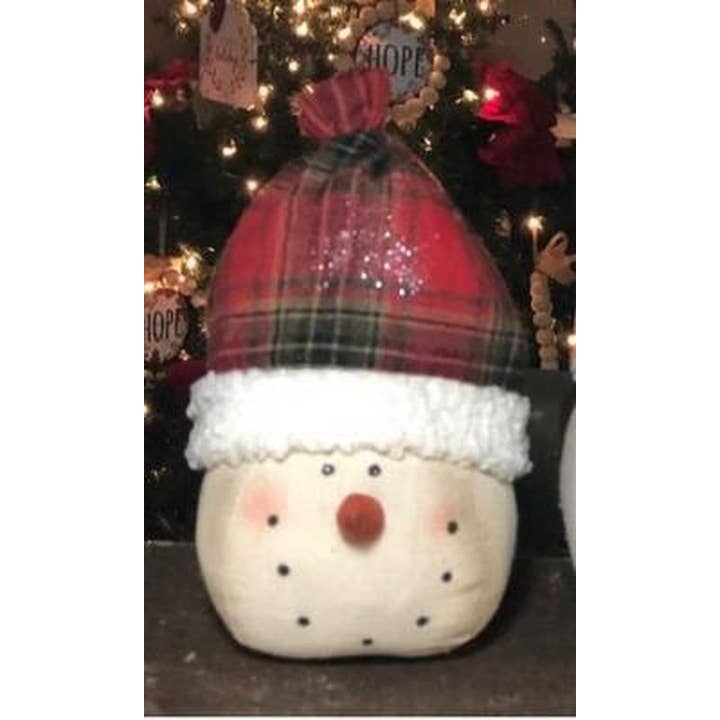 DNS Designs - Wholesale Christmas Decoration - Red Plaid Toboggan Head Snowman Small