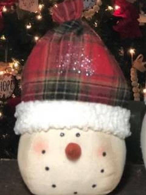 Red Plaid Toboggan Head Snowman Small for wholesale by DNS Designs