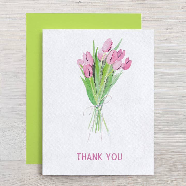 Watercolor Thank You Card (Tulip Bouquet) for wholesale by Waterline Studio