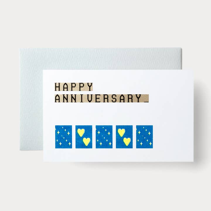 Type Tape Series: HAPPY ANNIVERSARY | Risograph Card for wholesale by Nandaka