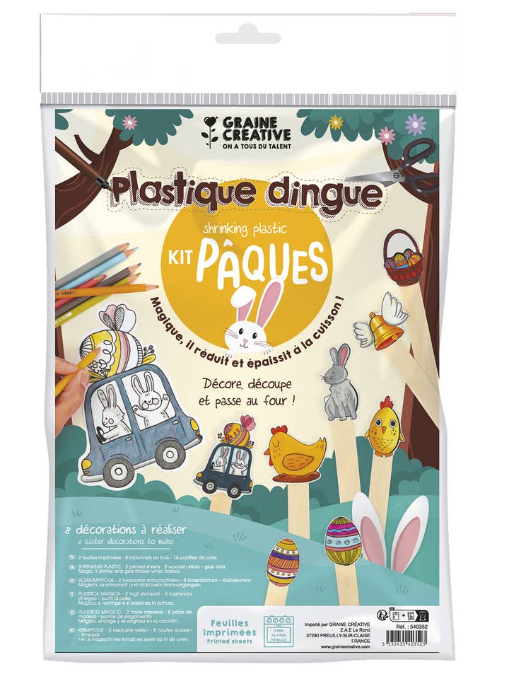 Kit decorazioni di Pasqua in plastica termoretraibile pre-stampata per la vendita all'ingrosso da parte di Graine Créative