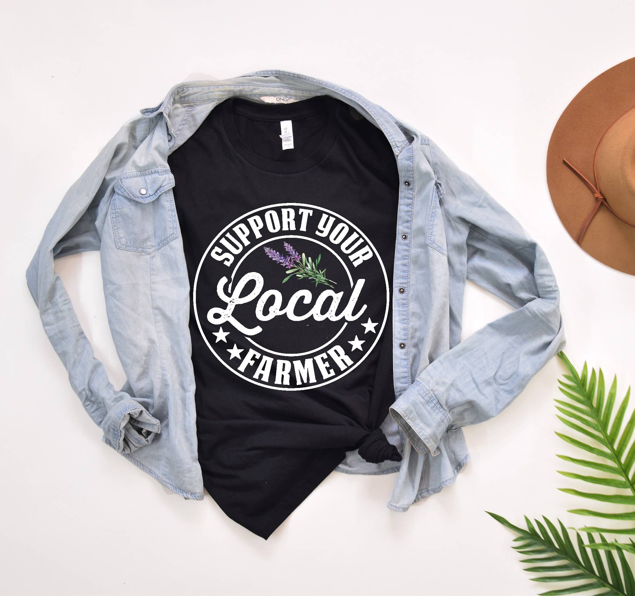 One Nine - Wholesale T-shirt met print - Dames - Steun je Local Farmers T-shirt (lavendel)