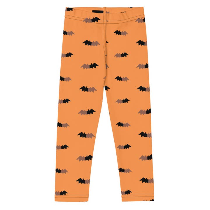 Bratty Batty Orange Halloween Kids Leggings for wholesale by Plenilune