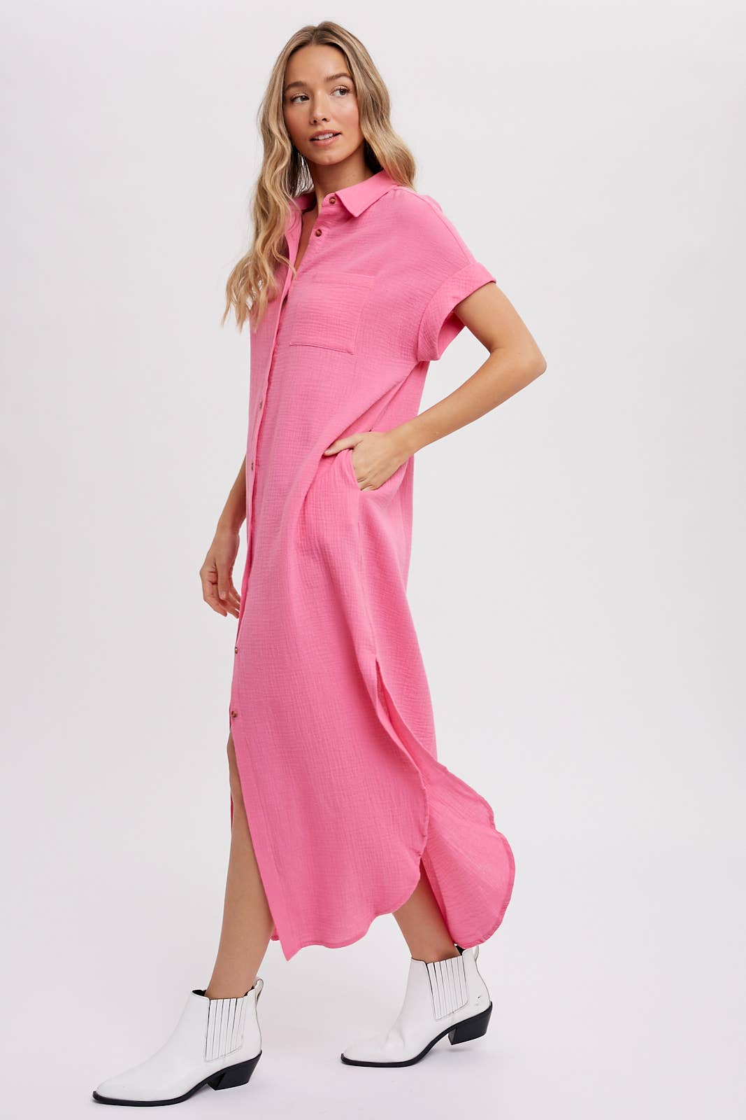 Bluivy - Wholesale Dress - Women's - BUTTON UP MAXI SHIRT DRESS WITH POCKET42