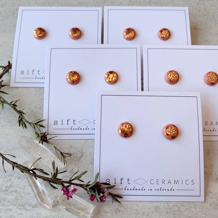 Sift Ceramics - Wholesale Stud/Post Earrings - Ceramic Stud Earrings with Gold Luster1