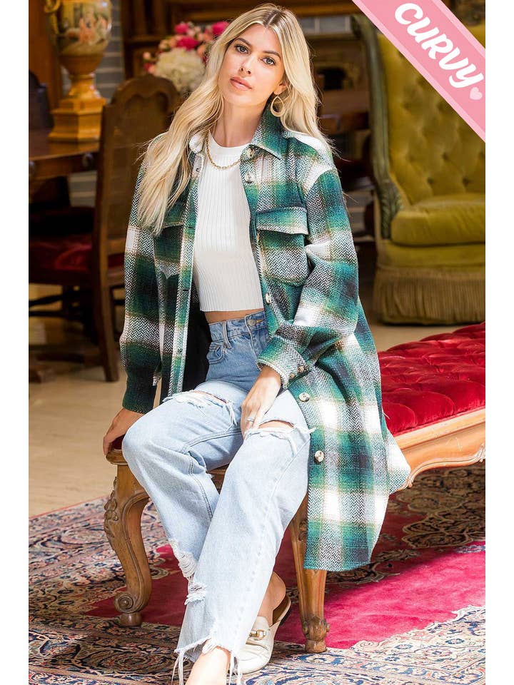 Sweet Lovely by Jen - Wholesale Shirt Jacket/Shacket - Women's - PLUS SIZE SHACKET /PLAID COAT52