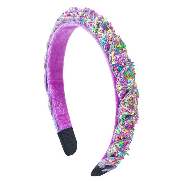 Purple Myrtle - Wholesale Fashion Headband - Women's - Cute Cake Sprinkles Style Beaded Headbands with Woven Detail1