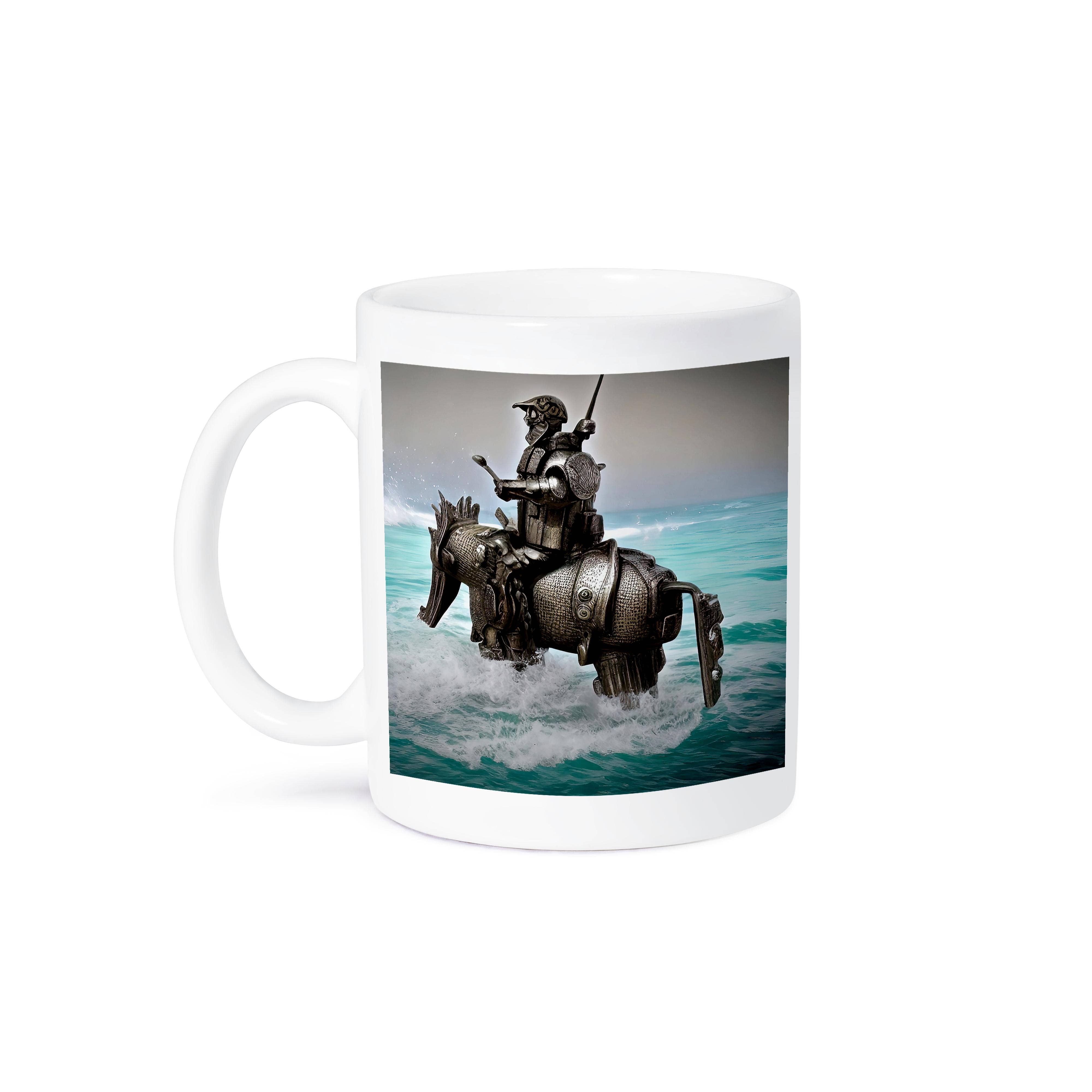 3dRose - Wholesale Coffee Mug - 3dRose, Funny Knight - Fantastic knight in armor on a horse in the ocean gift, Mug8