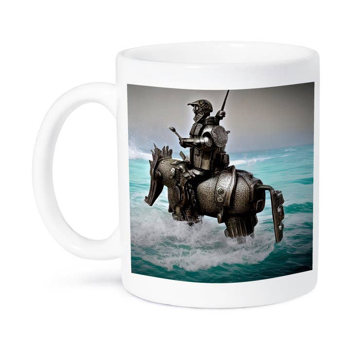 3dRose - Wholesale Coffee Mug - 3dRose, Funny Knight - Fantastic knight in armor on a horse in the ocean gift, Mug8