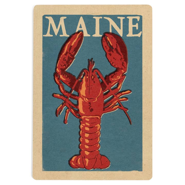 POSTAL DE MADERA: Bloque de madera de langosta de Maine para venta al por mayor de Lantern Press
