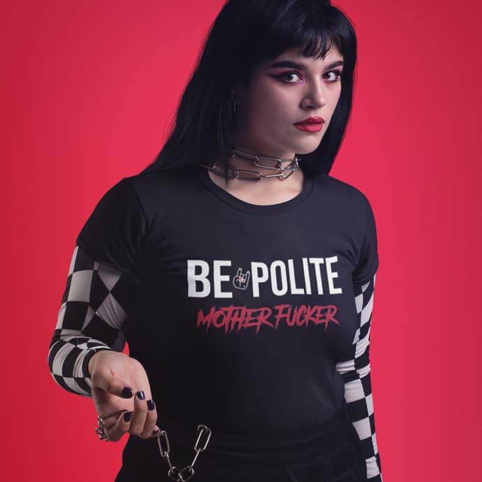 Poulettes Sisters - Wholesale Screen Printed T-Shirt - Women's - “Be polite, Motherfucker” women's short sleeve T-shirt