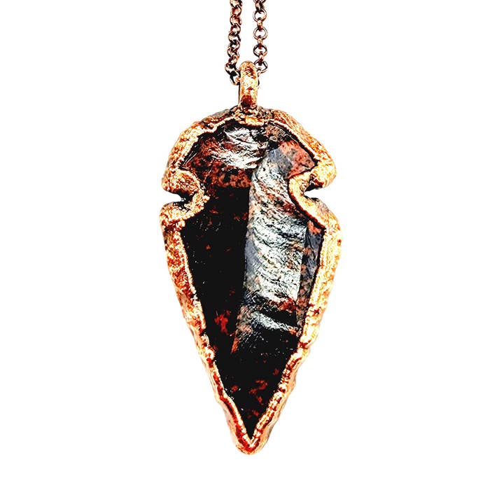 MergingMetals - Wholesale Pendant/Charm Necklace - Knapped Mahogany Obsidian Arrowhead Necklace2