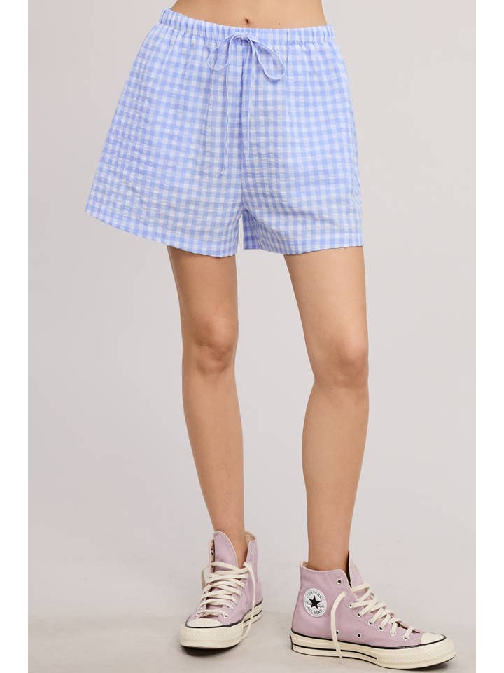 Mimosa - Wholesale Top & Short Set (NOT Loungewear) - Women's - Gingham Open Front Self Tie Top and Shorts Matching Set13