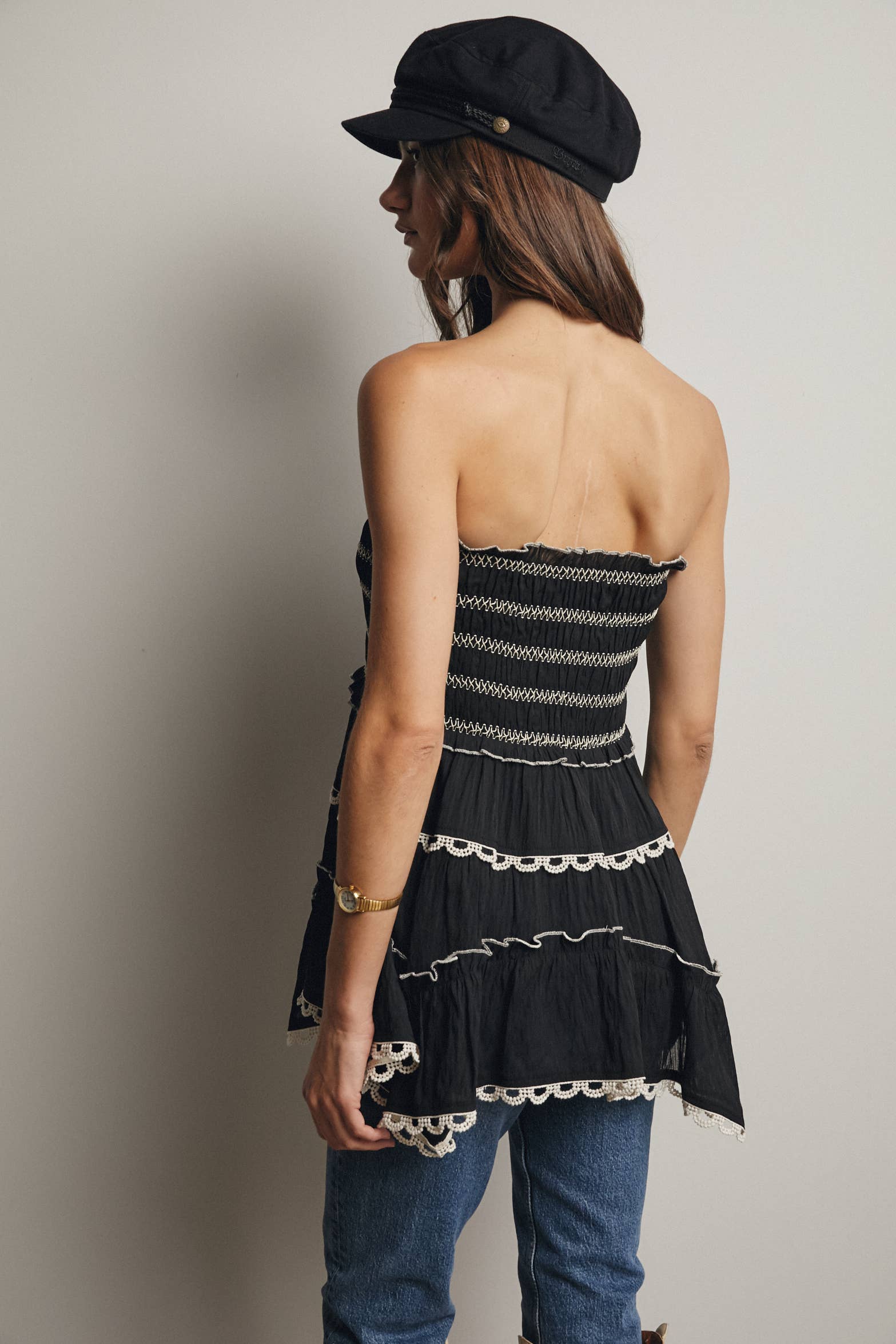 Forte - Wholesale Skirt - Women's - Smocked Ruffle Convertible Skirt/Top FSK000818