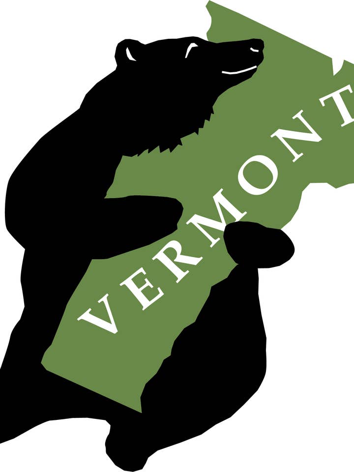 Adesivo con orsetto I Love Vermont per la vendita all'ingrosso da parte di Glad Dog Cards