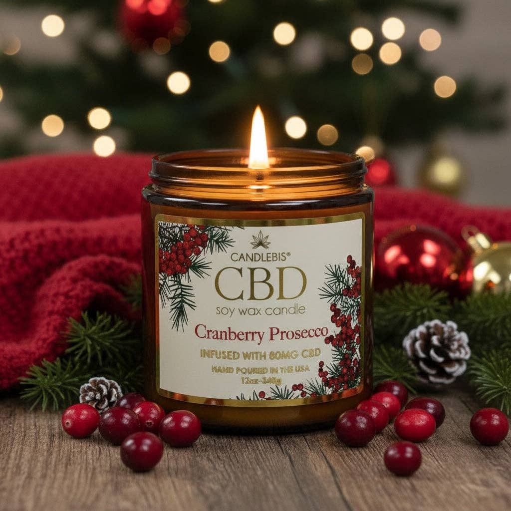 Candlebis CBD Candles - Wholesale Jar/Filled Candle - CRANBERRY PROSECCO CBD CANDLE1