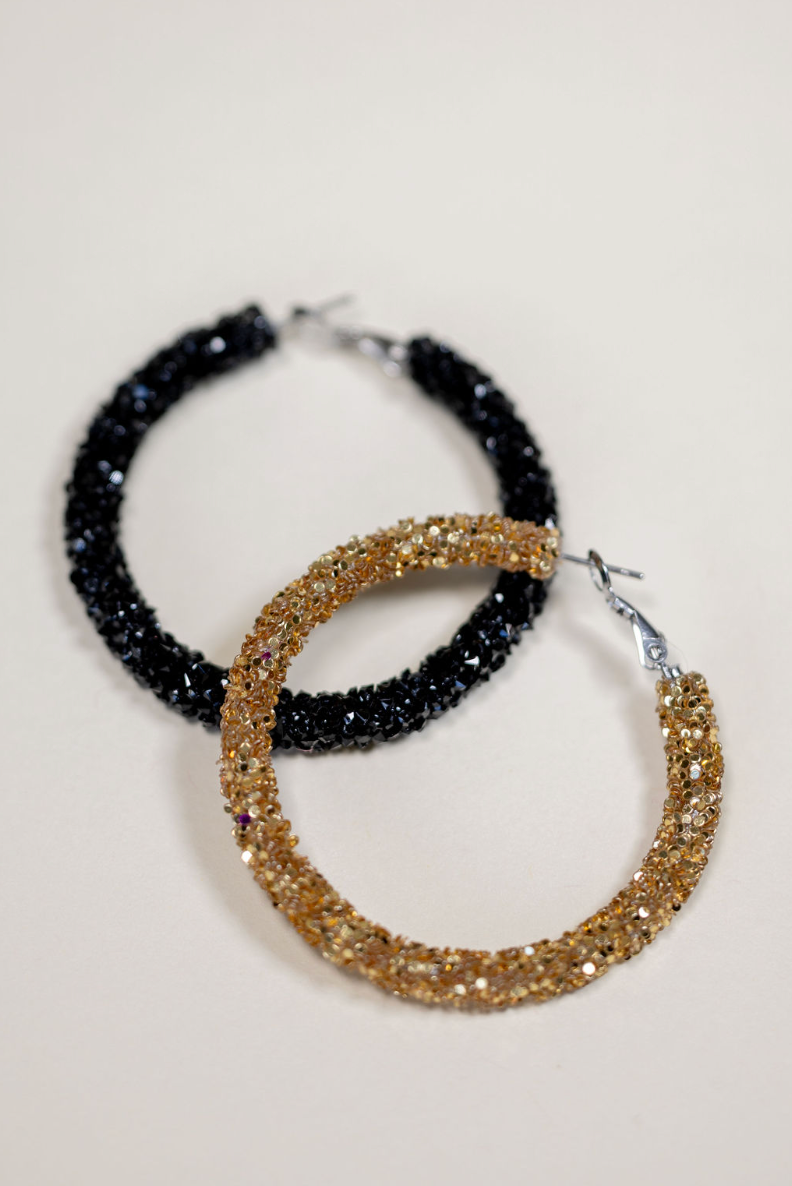 TLD Designs - Venta al por mayor Pendientes de aro - Aros con purpurina para el día del juego9