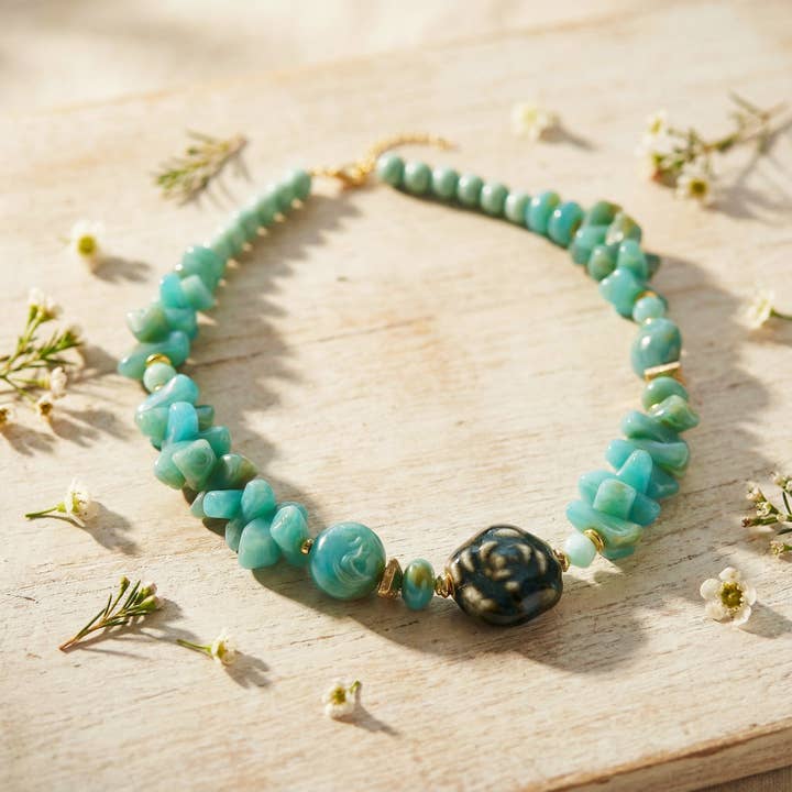 Turquoise Beaded Necklace for wholesale by Verna Artisan Works