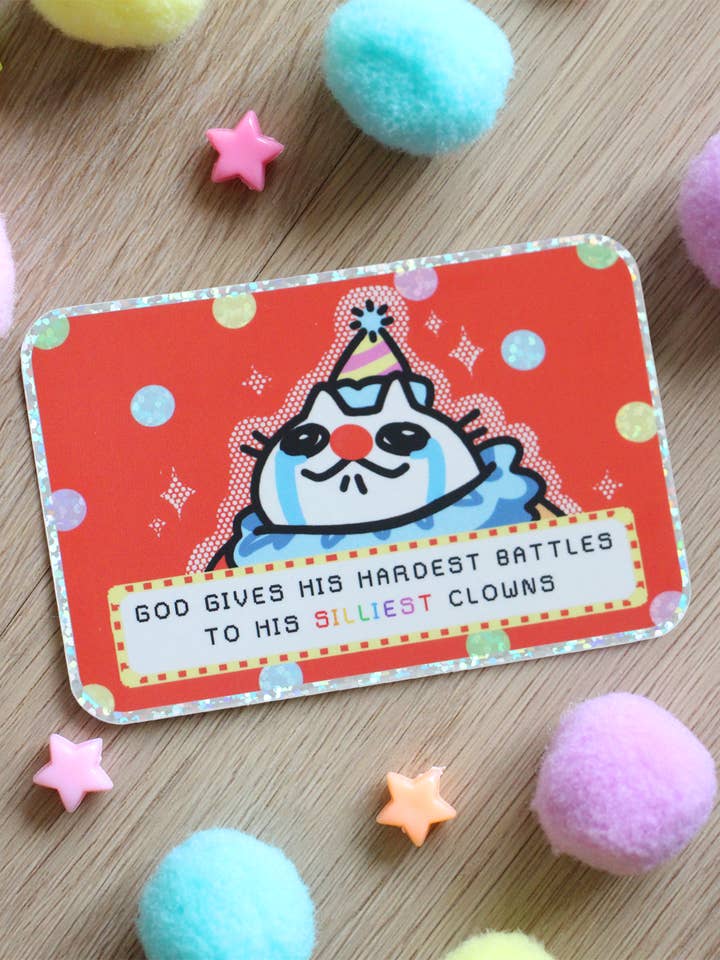 clown cat glitter sticker for wholesale by CATDAD SHOP
