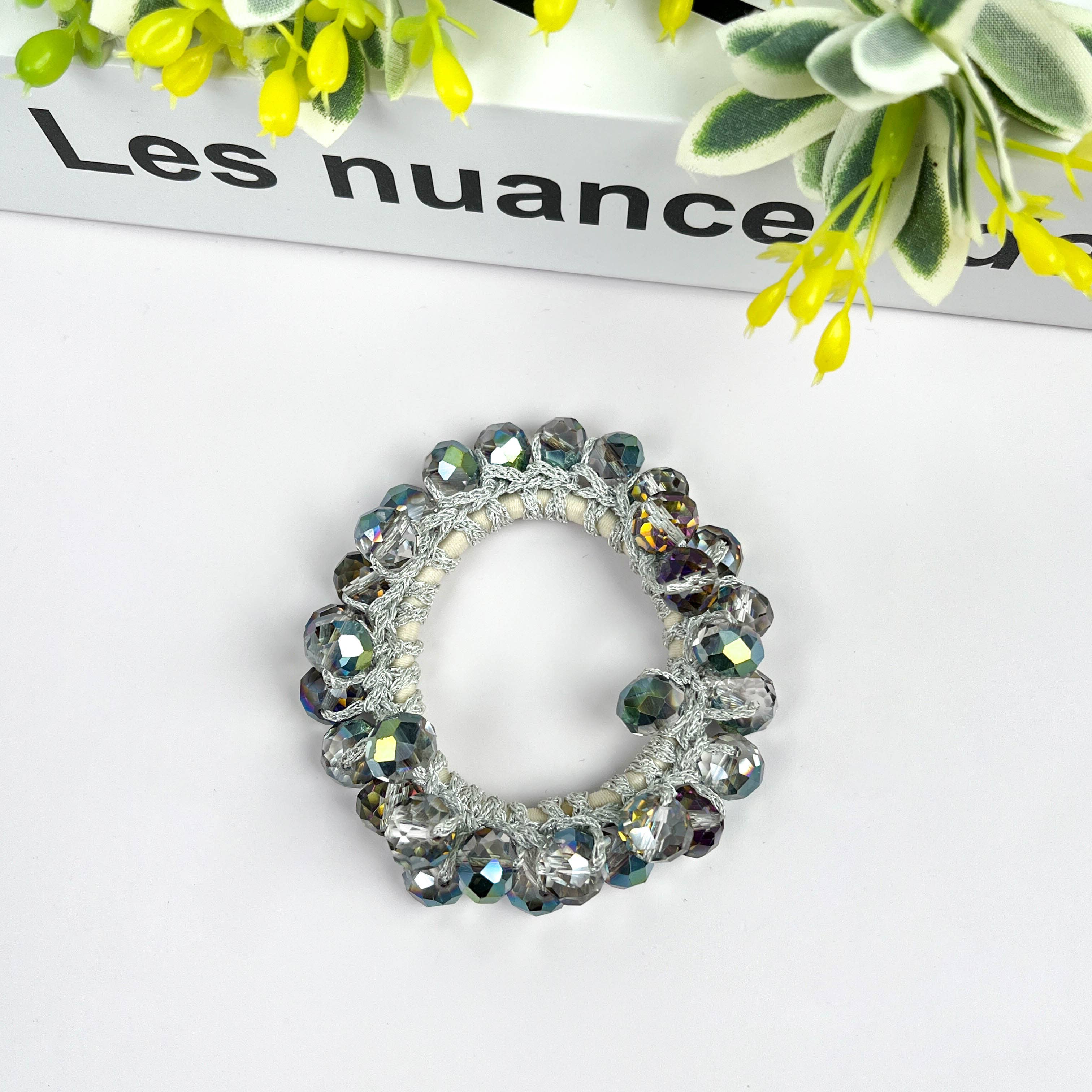 TheDivaSoap - Vente Élastique à cheveux - Élastique à cheveux en cristal élégant, bracelet en strass1