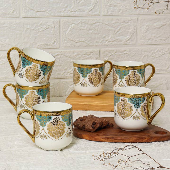 Femora Premium Ceramic Royal Crowned Tea Cups | 6.09 Oz for wholesale by Femora